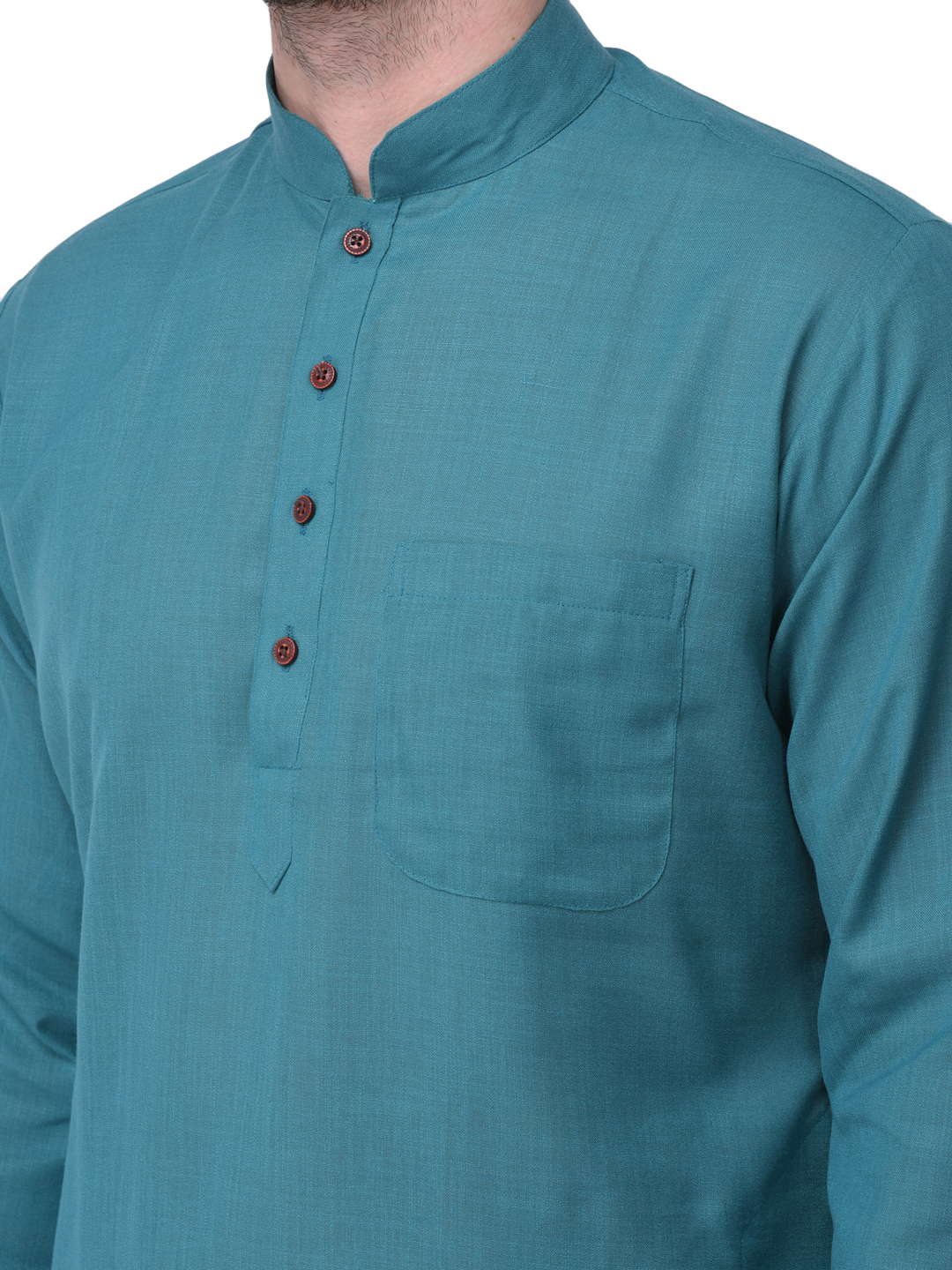 Men Kurta Pajama - Cotton Long Sleeves Plain Pattern Mandarin Collar Sizes: S M L Xl | Colors: B.green Black Brown L.pink Lemon Maroon Navy Orange Peach Rblue Red Rust