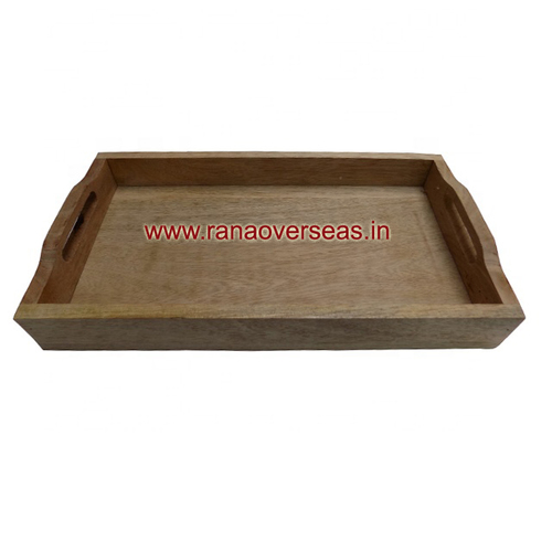 Wooden Serving Tray With Handle - Polished Wood, 15x9 Inches, Custom Logo & Packaging | Smooth Finish, Eye-Catching Designs, Versatile for Home Decoration