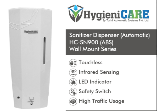Automatic Sanitizer Dispenser - Stainless Steel, White and Transparent Finish | Battery Operated, Touch-Free Operation, Hygieni CARE Innovation