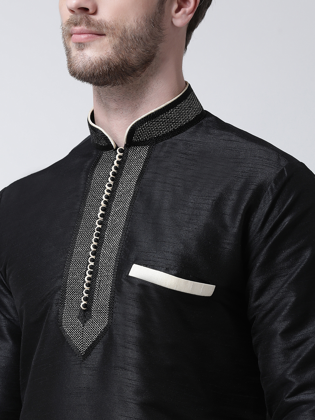 Kurta And Churidar Set - Raw Silk, Size M/l/xl/xxl, Black/coffee/cream/firozi/mahroon/navy Blue/peach/phone/royal Blue/tassar/white | Long Sleeves, Mandarin Collar, Button Closure, Regular Fit, Summer Wear