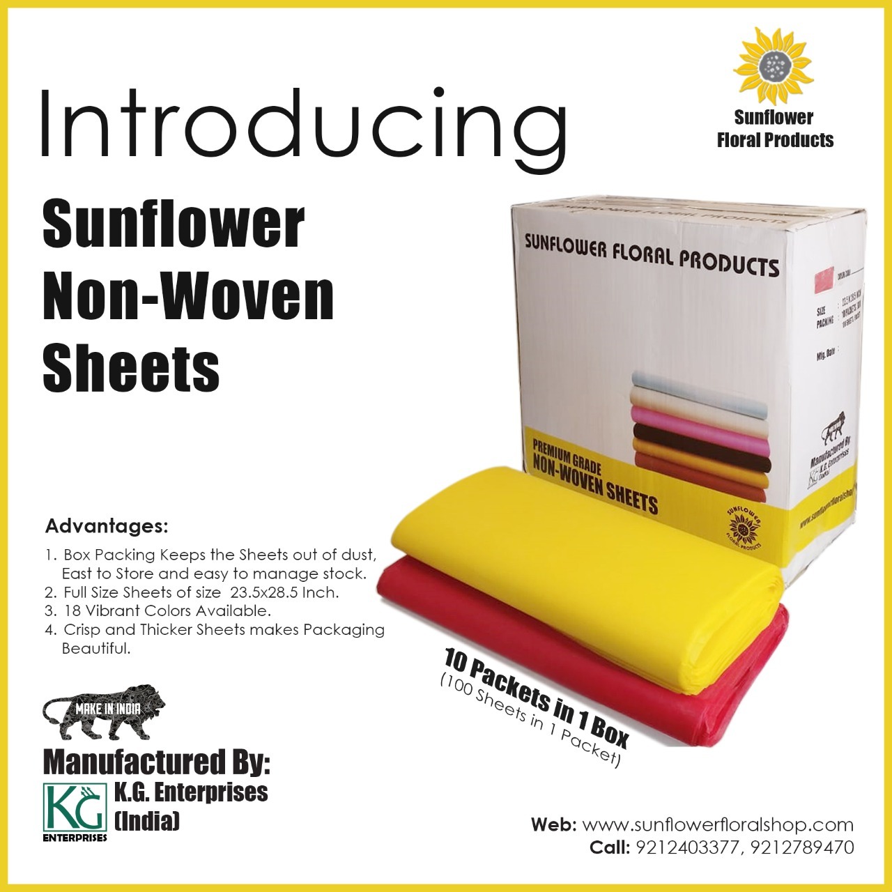 Non-woven Packets - 24"x29" Craft Paper Sheets, Mix Colors For Gift Wrapping, Flower Bouquets, And Decoration Work