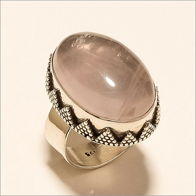 प्राकृतिक ब्राज़ीलियाई रोज़ क्वार्ट्ज़ रिंग लिंग: महिलाएं