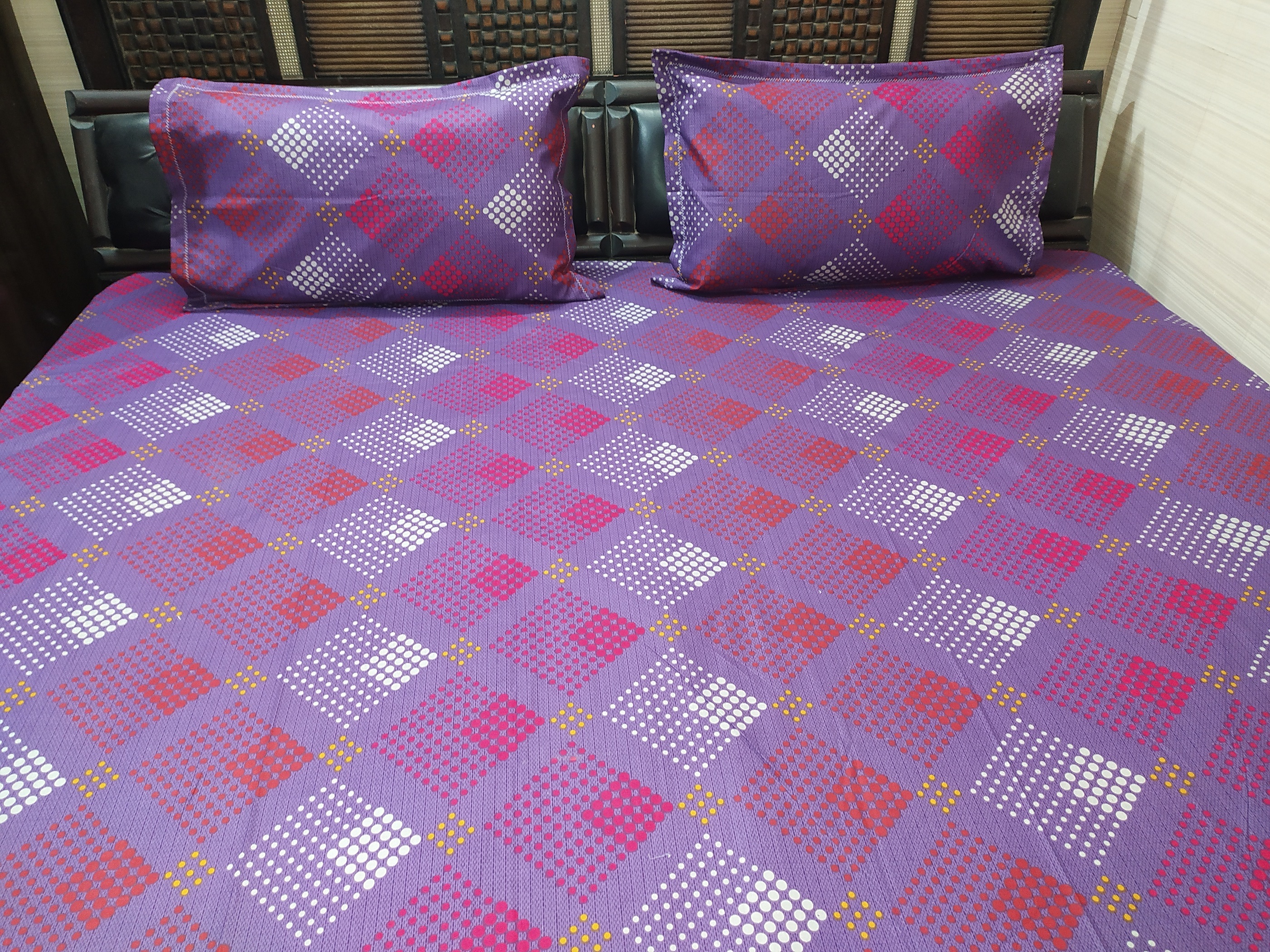 Multi Abc Pure Cotton Printed King Size Double Bedsheet With 2 Pillow Covers - Floral Pattern 250tc (100x108 Inche)