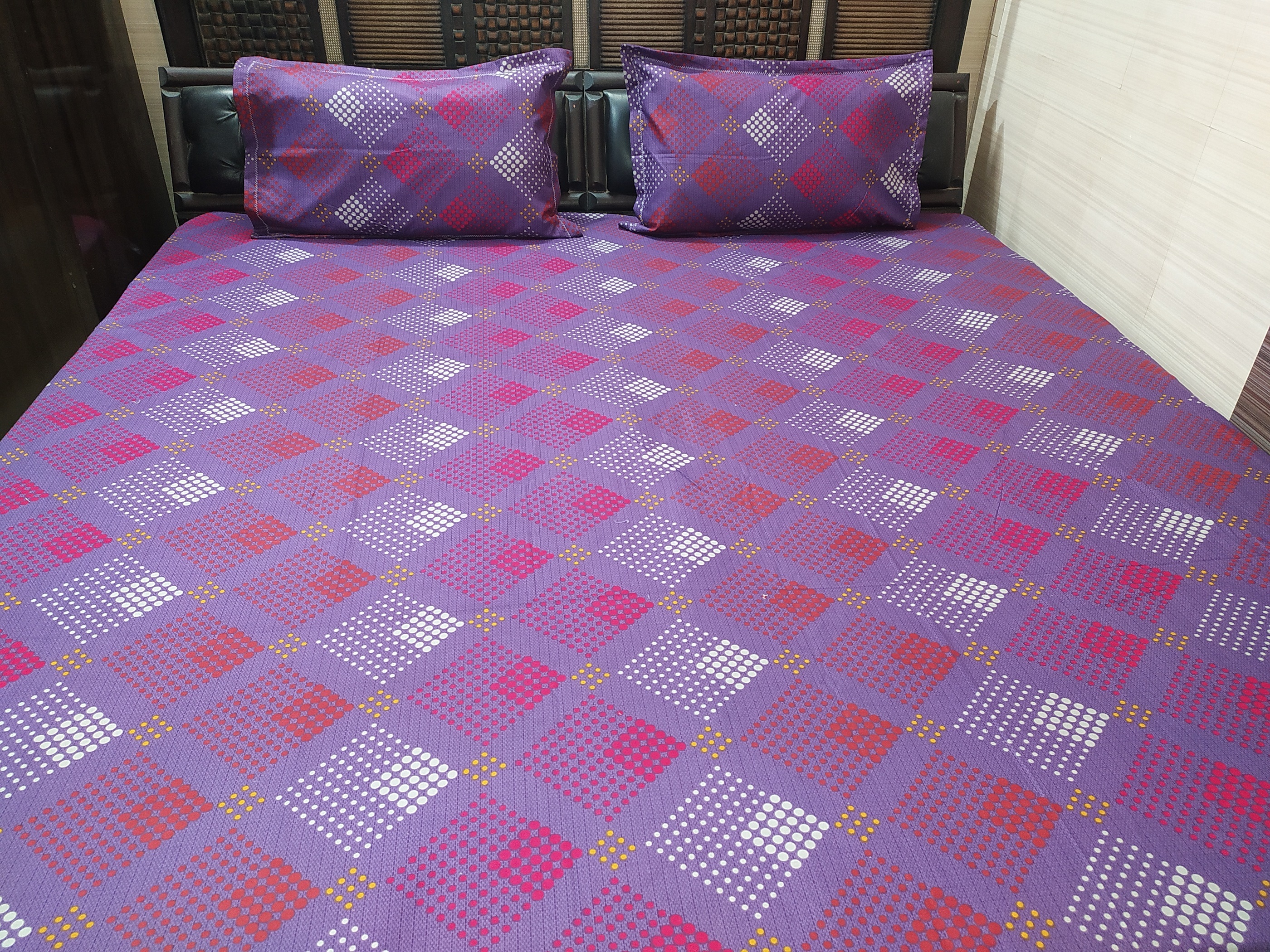 Multi Abc Pure Cotton Printed King Size Double Bedsheet With 2 Pillow Covers - Floral Pattern 250tc (100x108 Inche)