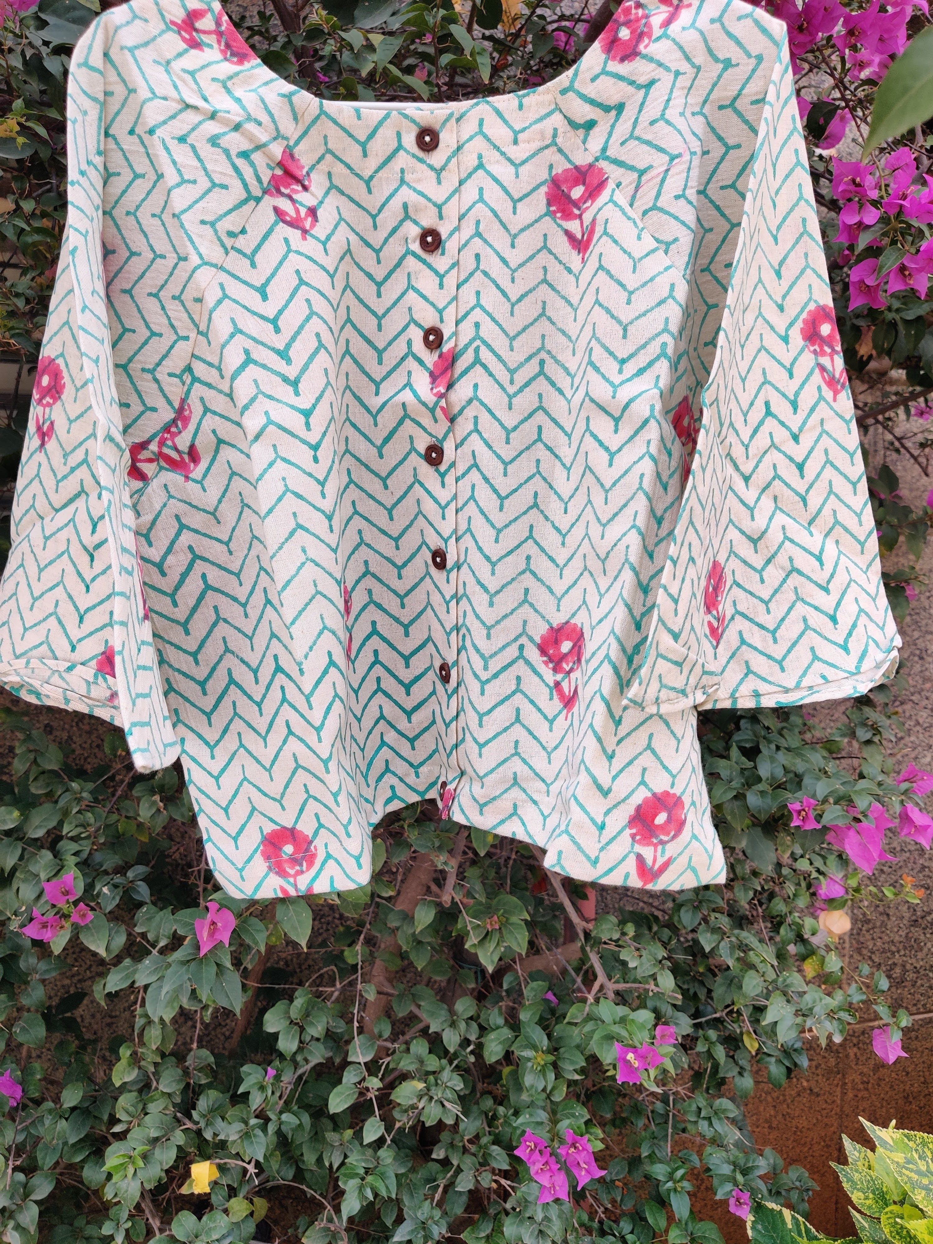 Block Chevron Printed Tasseled Top Age Group: All Age Groups