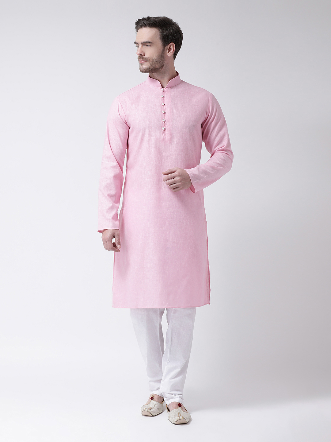 Designer Luppi Kurta Set - Cotton, Sizes M, L, S, Xl | Solid Colors Lemon, Maroon, Pink, Sky Blue, White, Yellow, Long Sleeves, Mandarin Collar