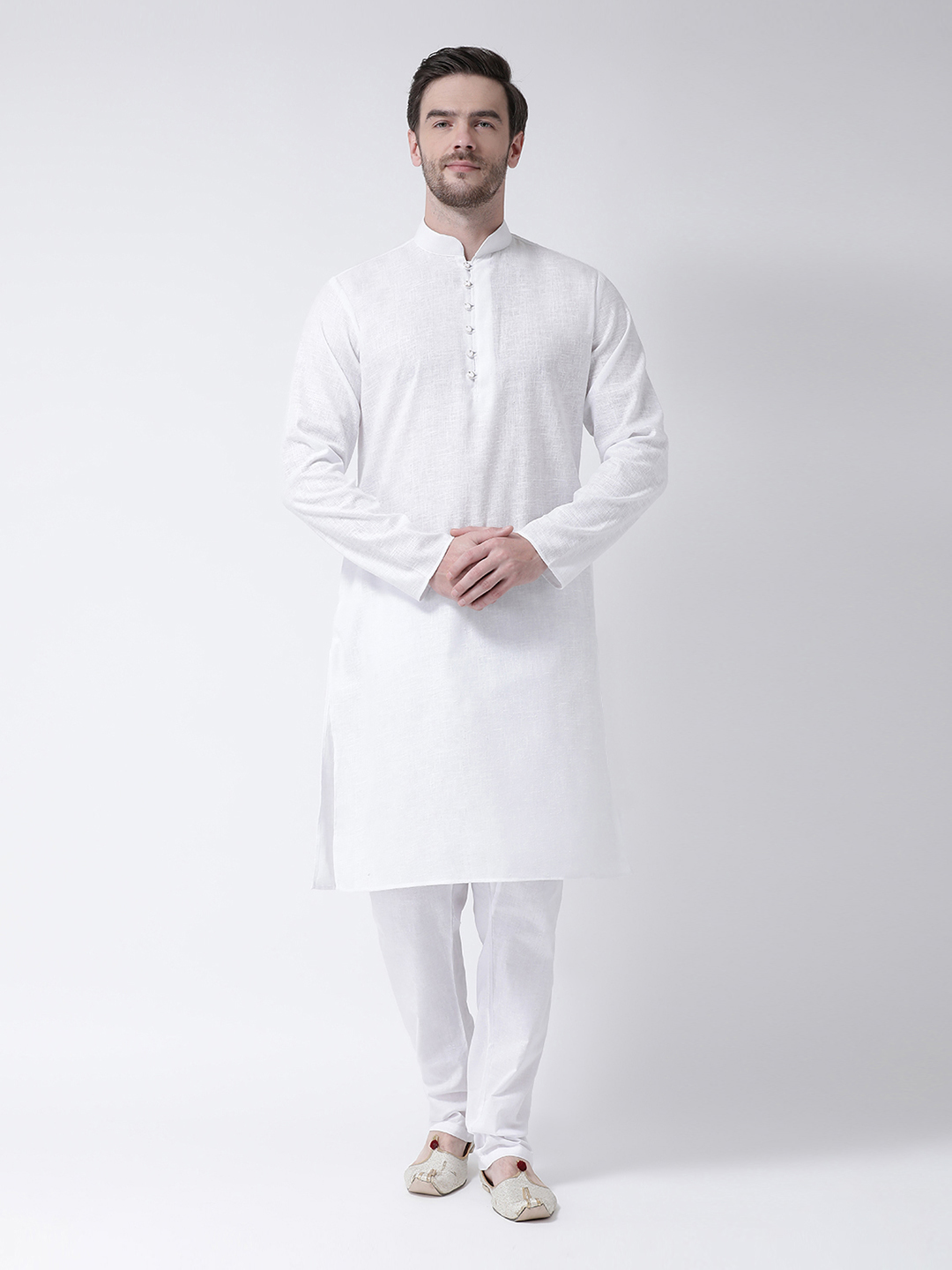 Designer Luppi Kurta Set - Cotton, Sizes M, L, S, Xl | Solid Colors Lemon, Maroon, Pink, Sky Blue, White, Yellow, Long Sleeves, Mandarin Collar