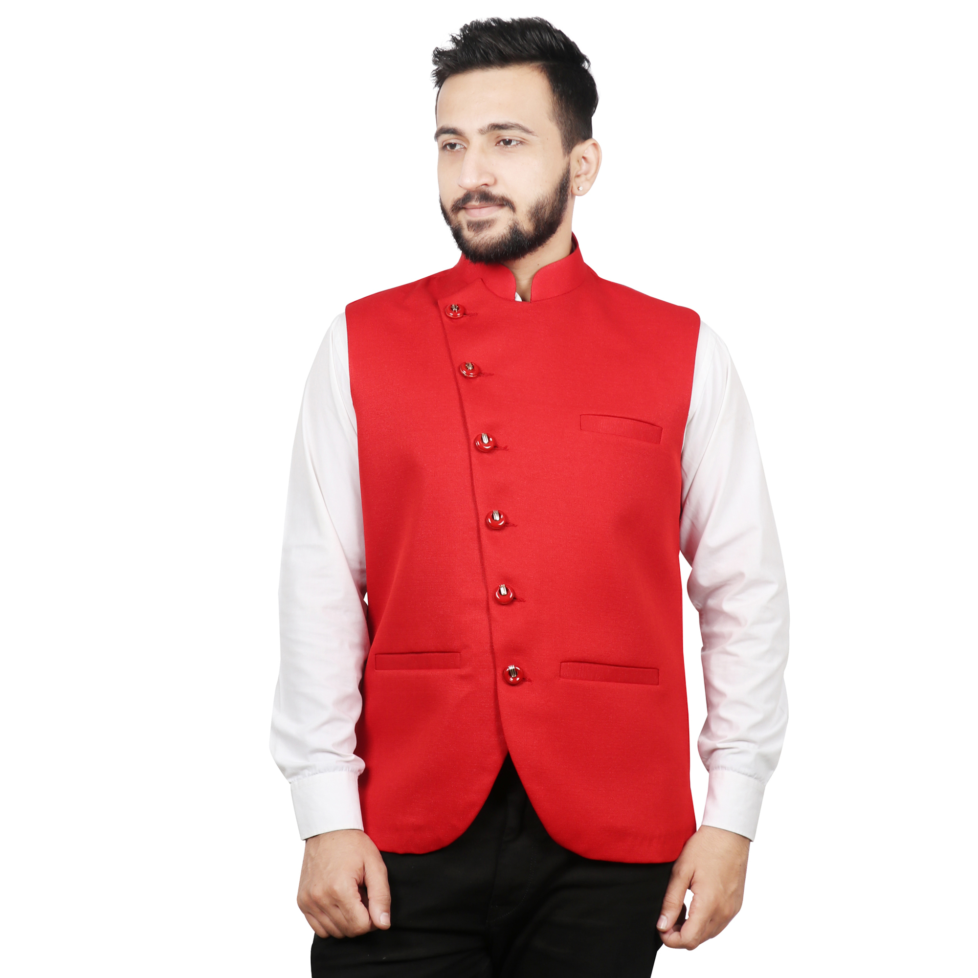 Black Sleeveless Solid Men Nehru Jacket