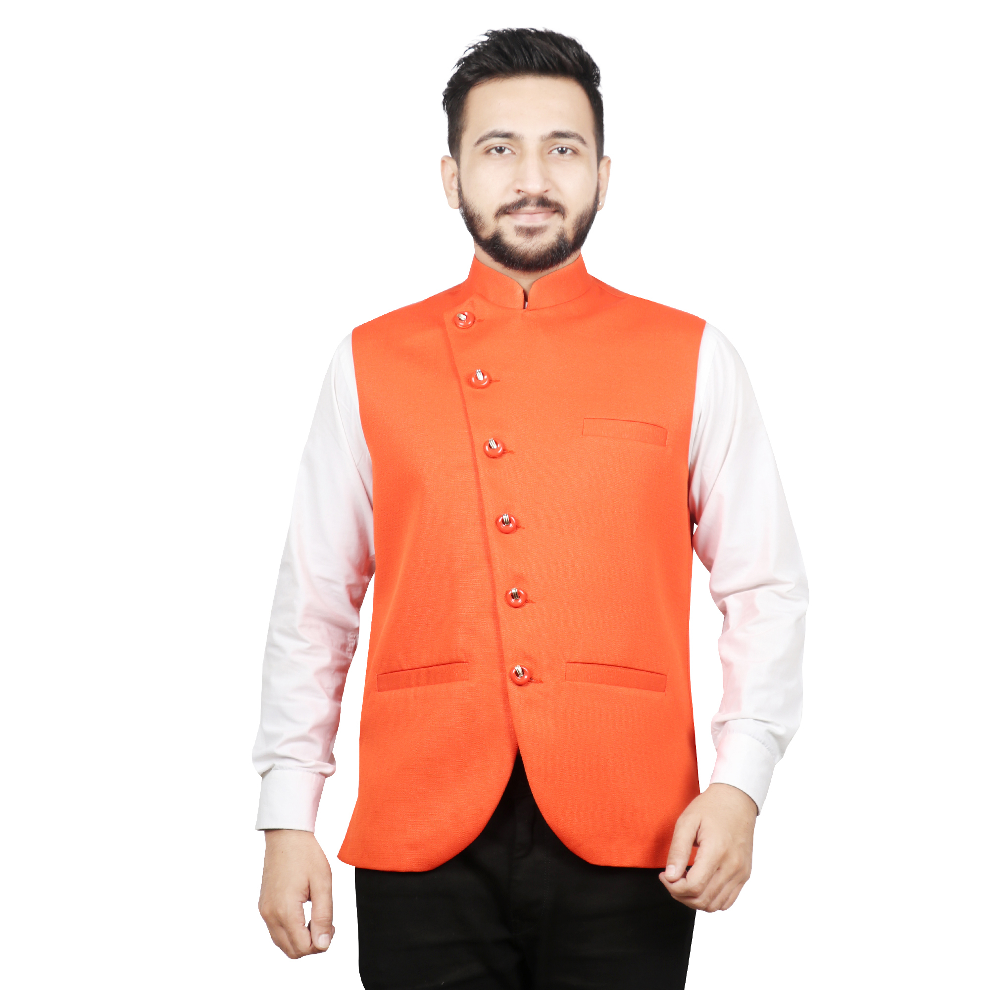 Black Sleeveless Solid Men Nehru Jacket