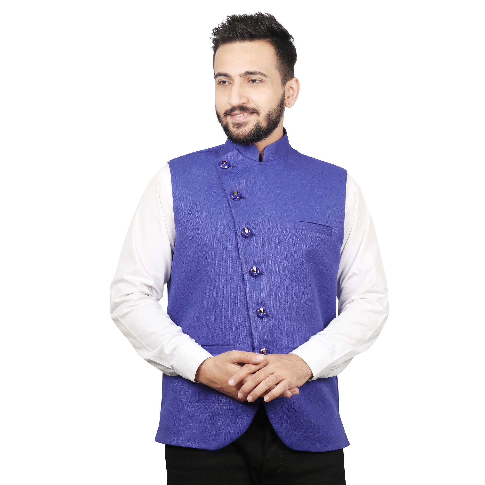 Black Sleeveless Solid Men Nehru Jacket