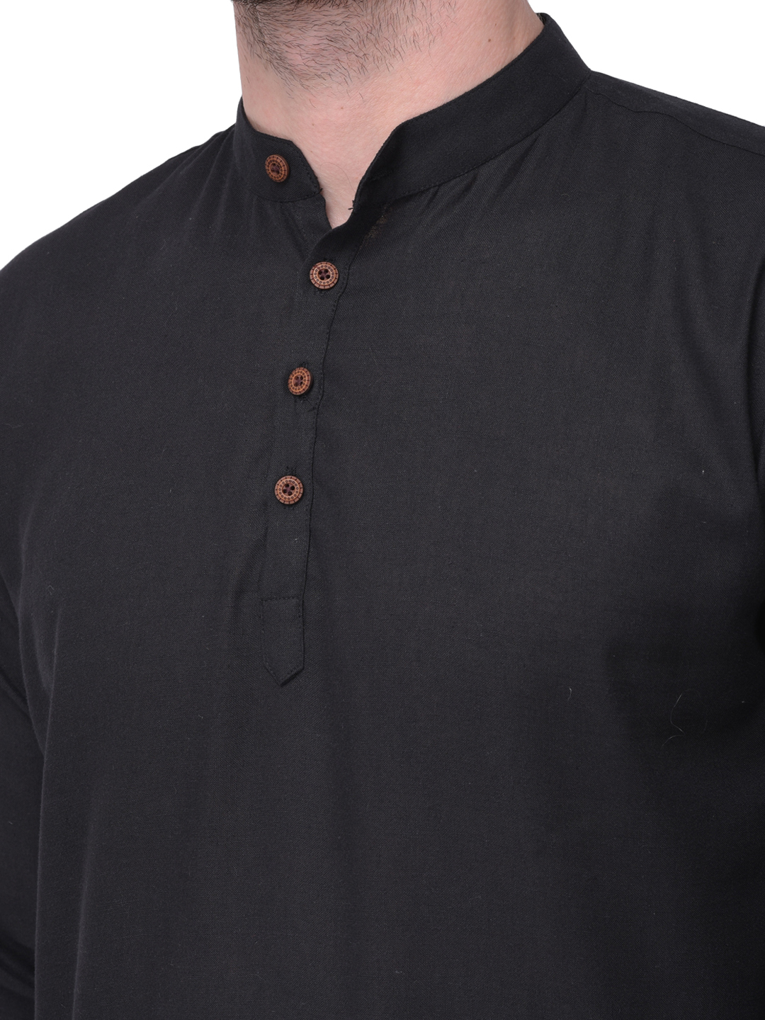 Men Solid Polyester Straight Kurta - Polyester, Sizes [S, M, L, Xl, Xxl], Colors: Black, Cream, Lemon, Maroon, Orange, Pink, Sky Blue | Features: Mandarin Collar, Long Sleeves, Full Button Closure