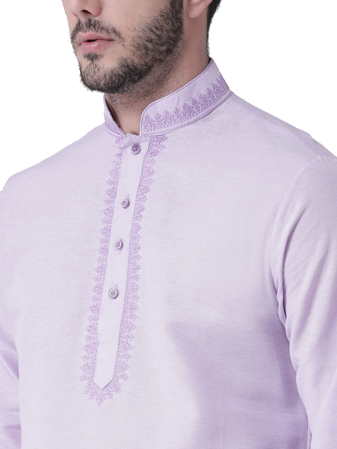 Kurta Pyjama Set - Cotton, Sizes: S, M, L, Xl, Colors: Light Purple, Lemon, Orange, Pink, Sky Blue | Full-sleeved, Mandarin Collar, Regular Fit, Long Sleeves