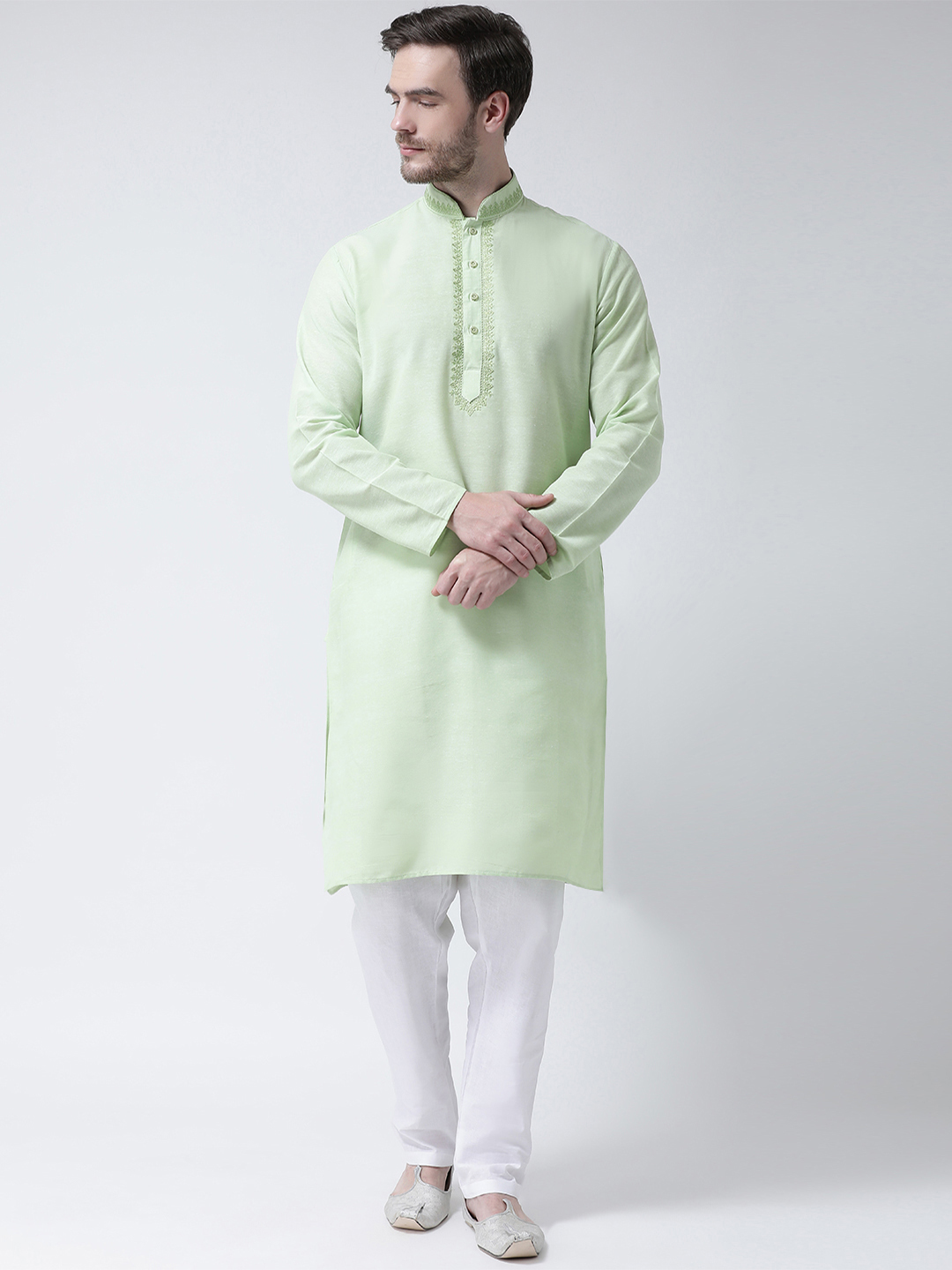 Kurta Pyjama Set - Cotton, Sizes: S, M, L, Xl, Colors: Light Purple, Lemon, Orange, Pink, Sky Blue | Full-sleeved, Mandarin Collar, Regular Fit, Long Sleeves