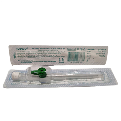 Transparent Iv Cannula With Wings And Injection Port Radio Opaque Catheter