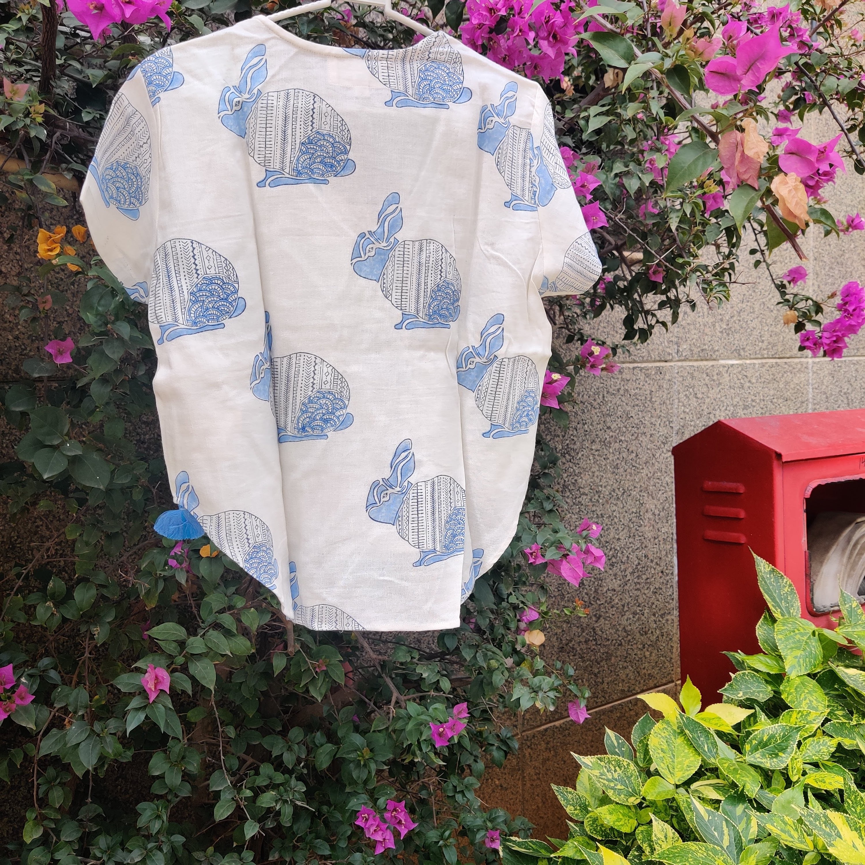 Indian V Neck Printed Cotton Tops