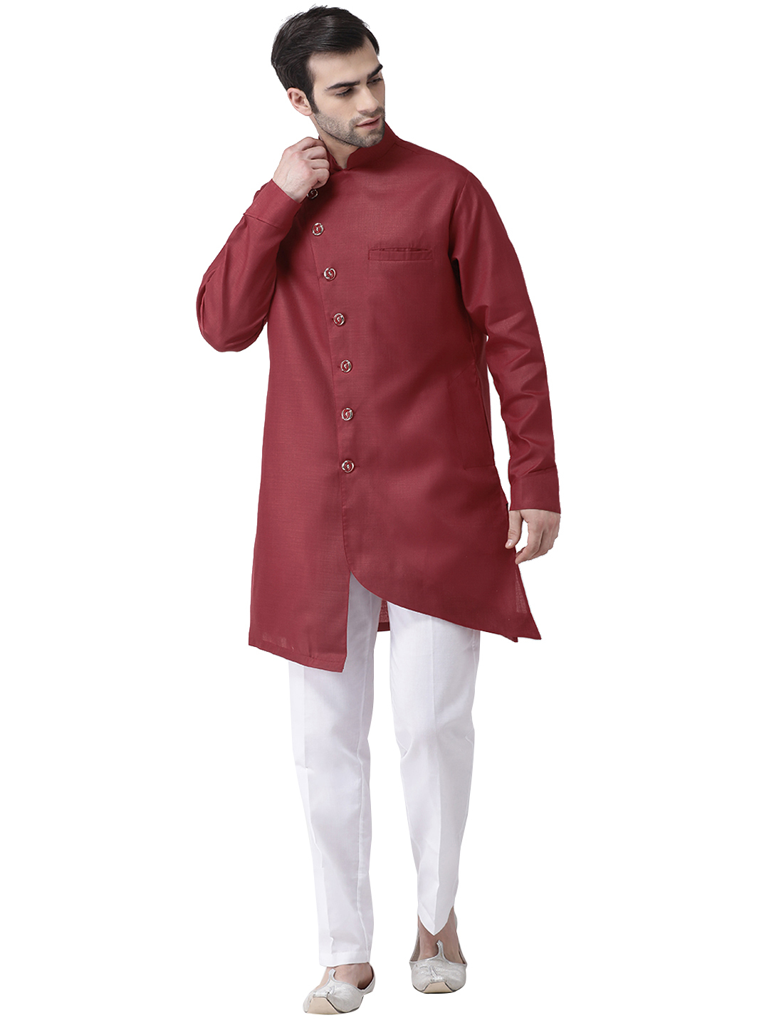 B.green Men Asymmetric Kurta With Pant