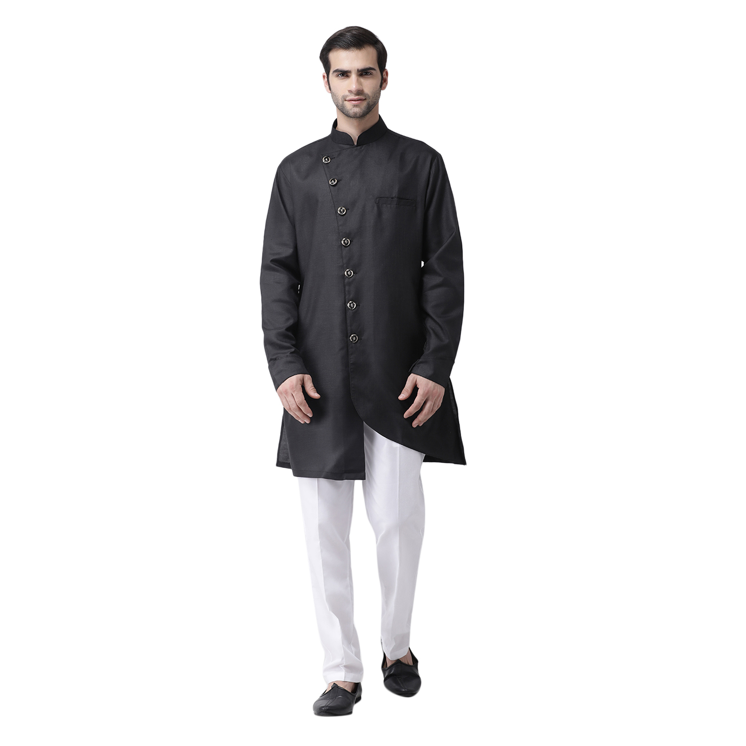 B.green Men Asymmetric Kurta With Pant