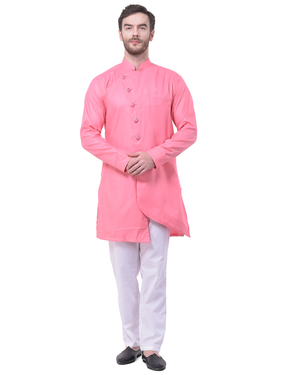 B.green Men Asymmetric Kurta With Pant