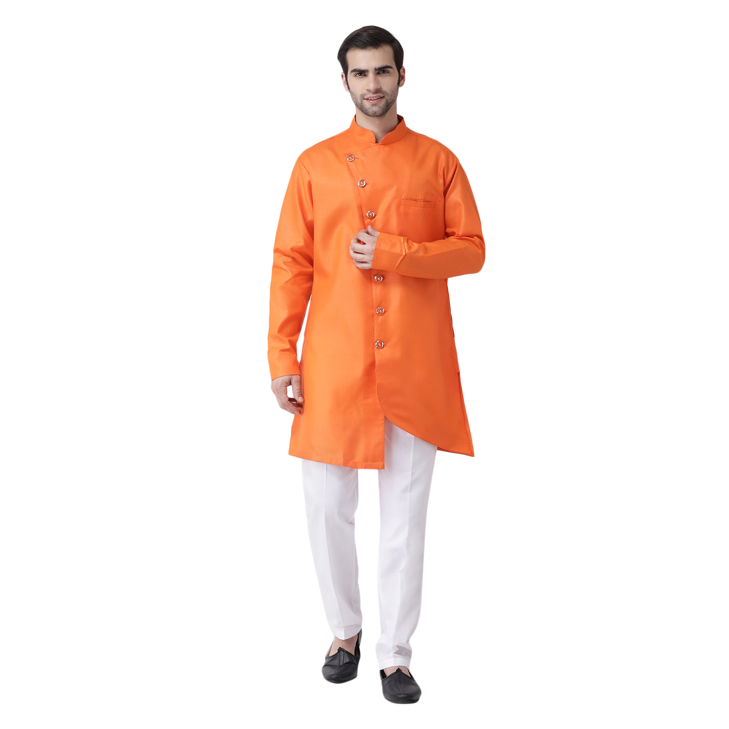 B.green Men Asymmetric Kurta With Pant
