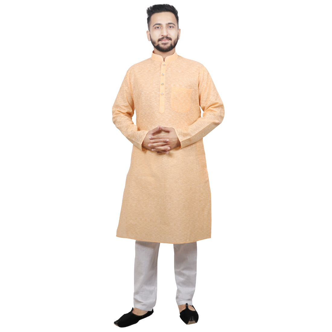 Men Kurta And Pajama Set - Cotton Blend, Long Sleeves, Mandarin Collar | Xl To Xxl Sizes, Casual Style, Plain Pattern In Multiple Colors