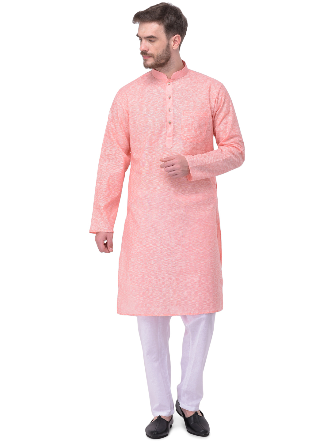 Men Kurta And Pajama Set - Cotton Blend, Long Sleeves, Mandarin Collar | Xl To Xxl Sizes, Casual Style, Plain Pattern In Multiple Colors