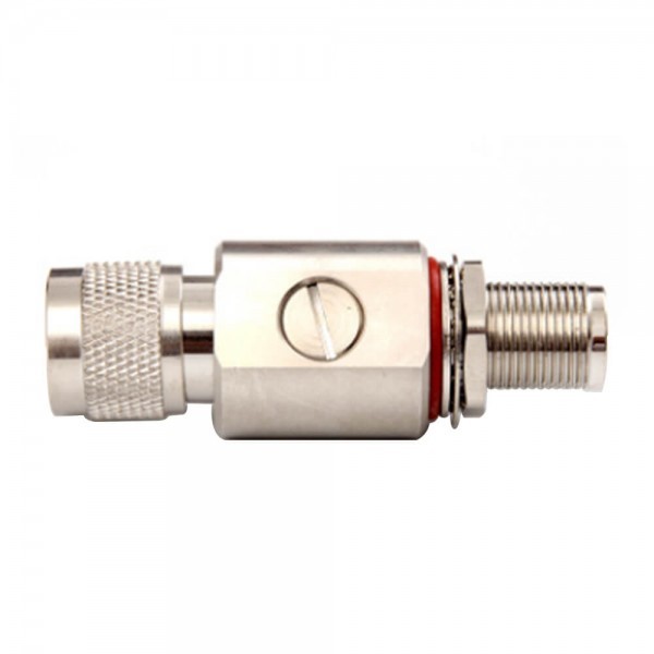 N Male To N Female Bulkhead Coaxial Rf Lightning Arrester N-jky Dc-3ghz Ip67 - Copper & Stainless Steel, Silver Color, Excellent Surge Performance, Bi-directional Protection