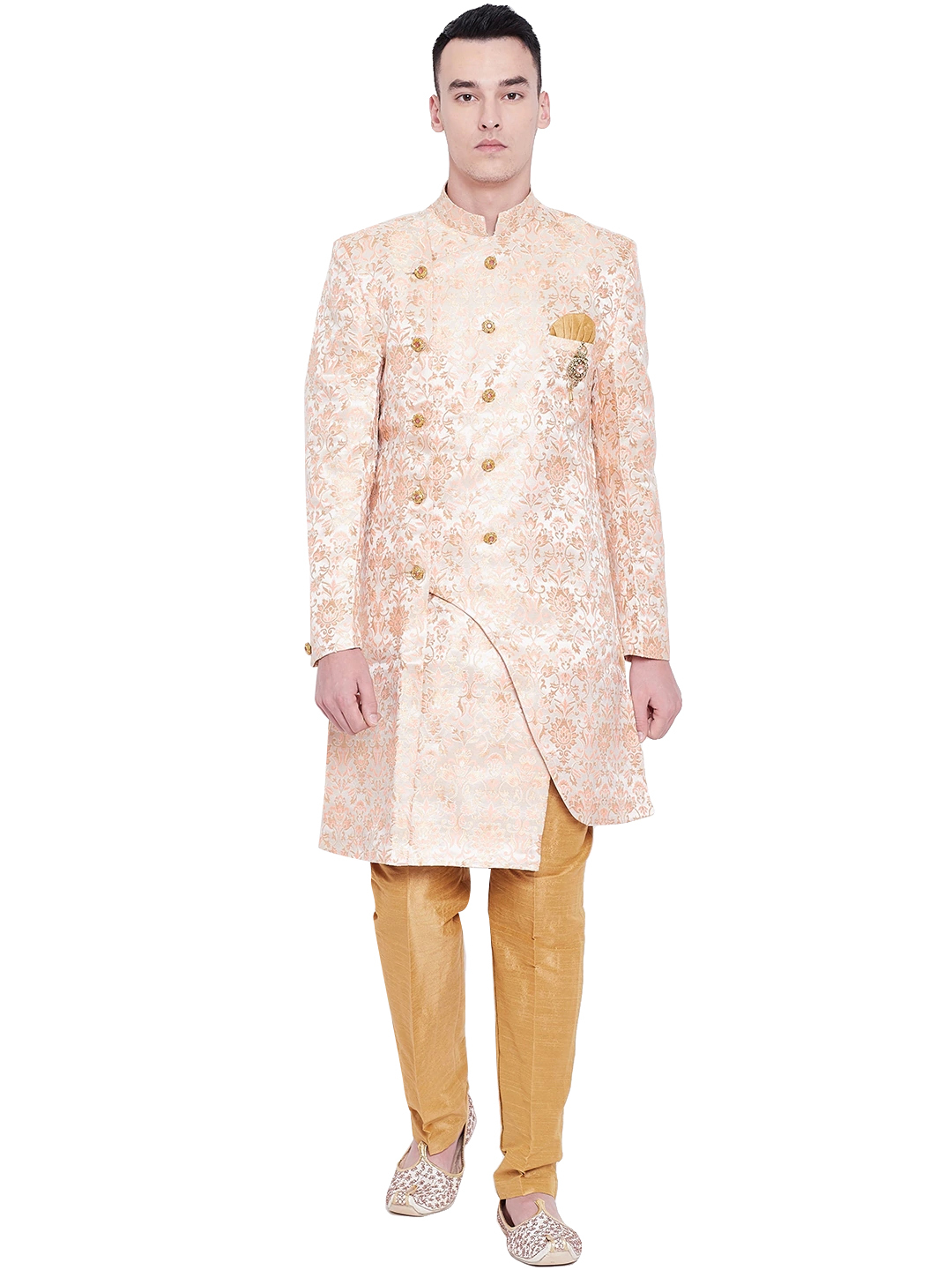 D.pista Men Sherwani And Pant Set Raw Silk