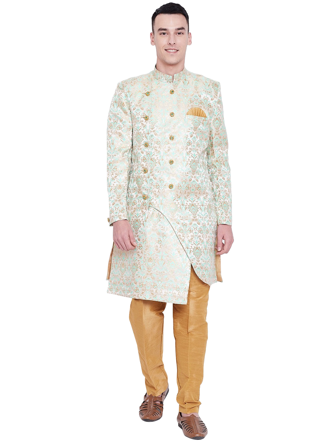 D.pista Men Sherwani And Pant Set Raw Silk