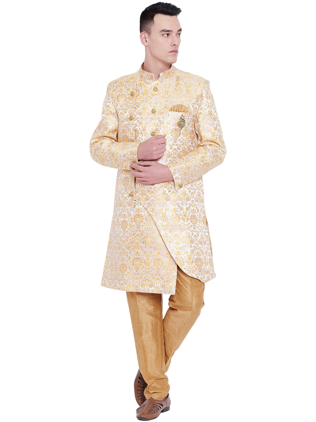 D.pista Men Sherwani And Pant Set Raw Silk