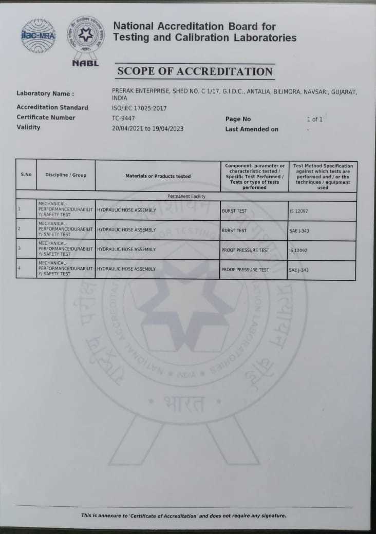 Hose Assembly Nabl Testing Services