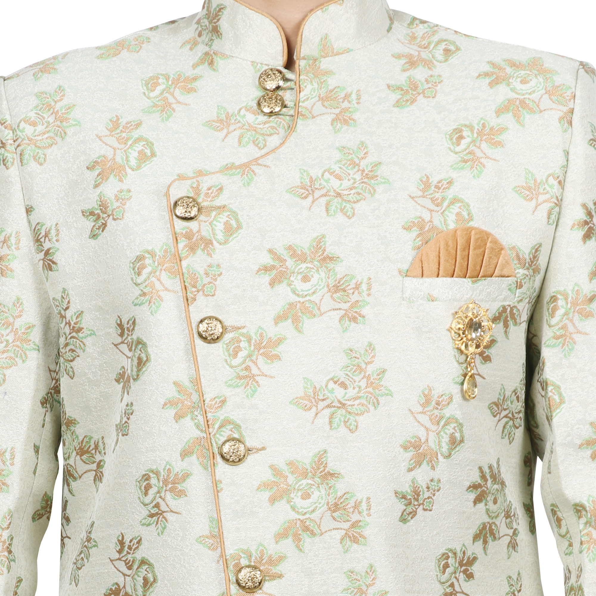 D.peach Men Floral Print Indo Western Sherwani