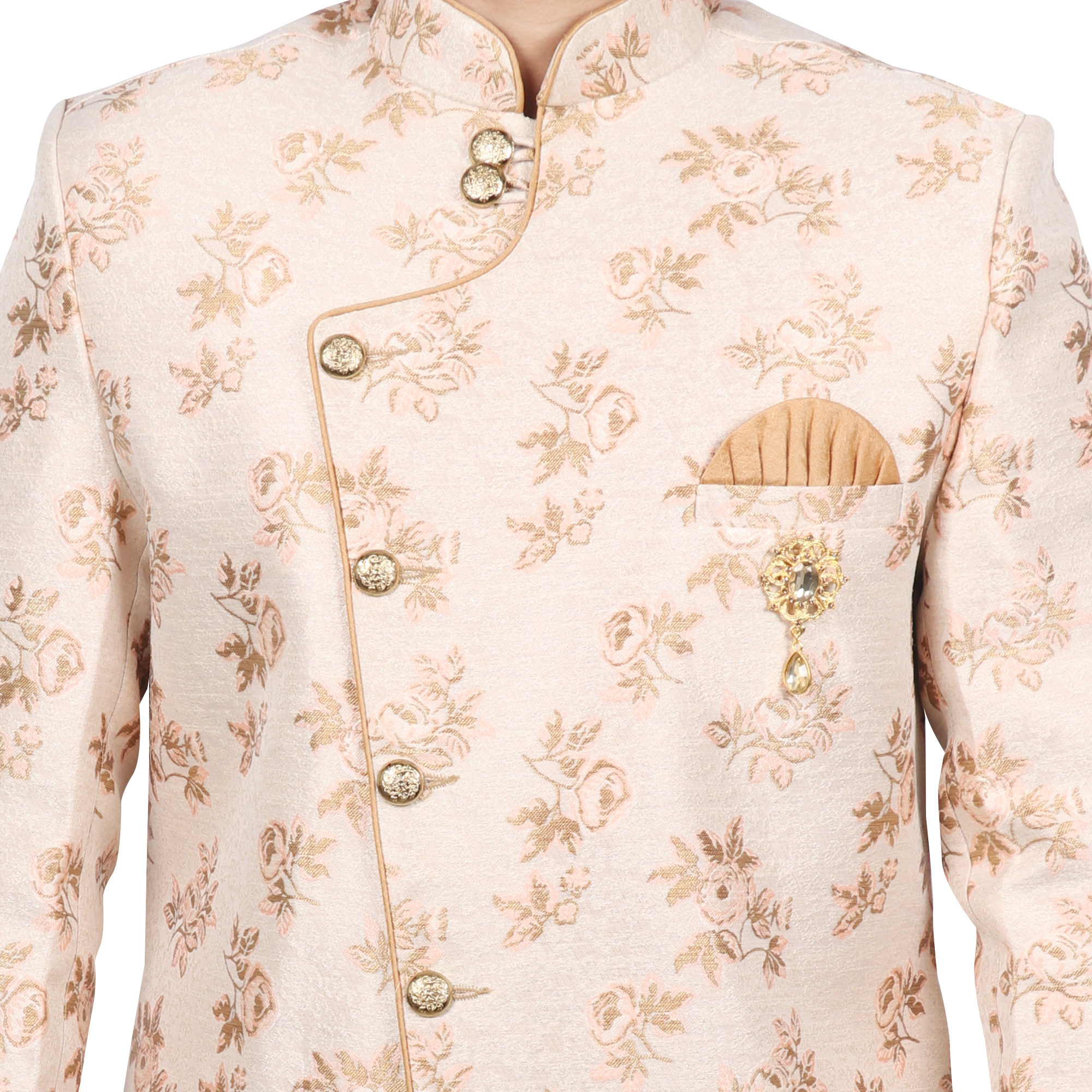 D.peach Men Floral Print Indo Western Sherwani