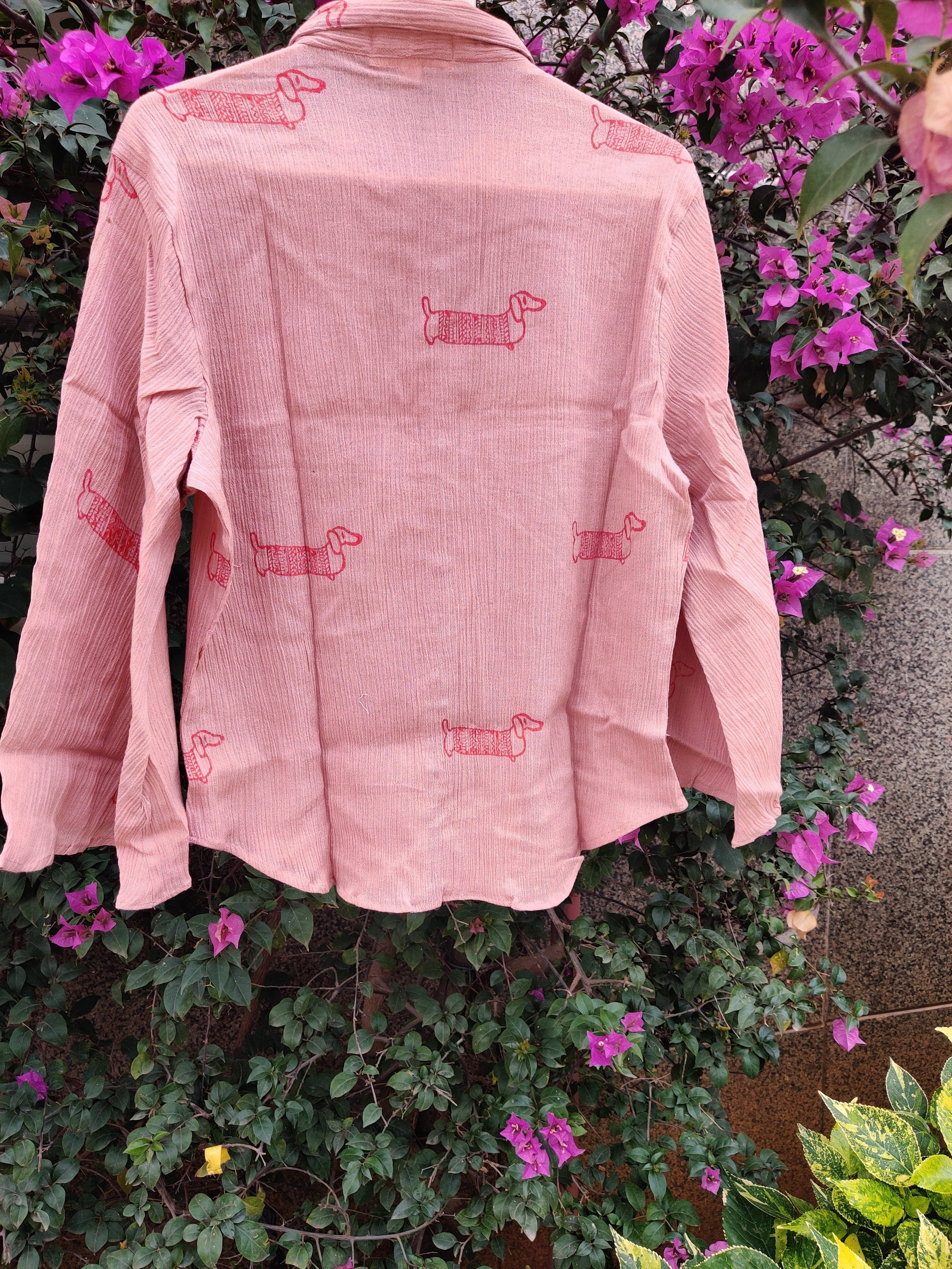 Pink Puppy Print Top - Cotton, S-xxl Sizes, Plain Pink Color, Customized Logo | Short Sleeves, Suitable For All Age Groups, Ideal For Summer & Spring