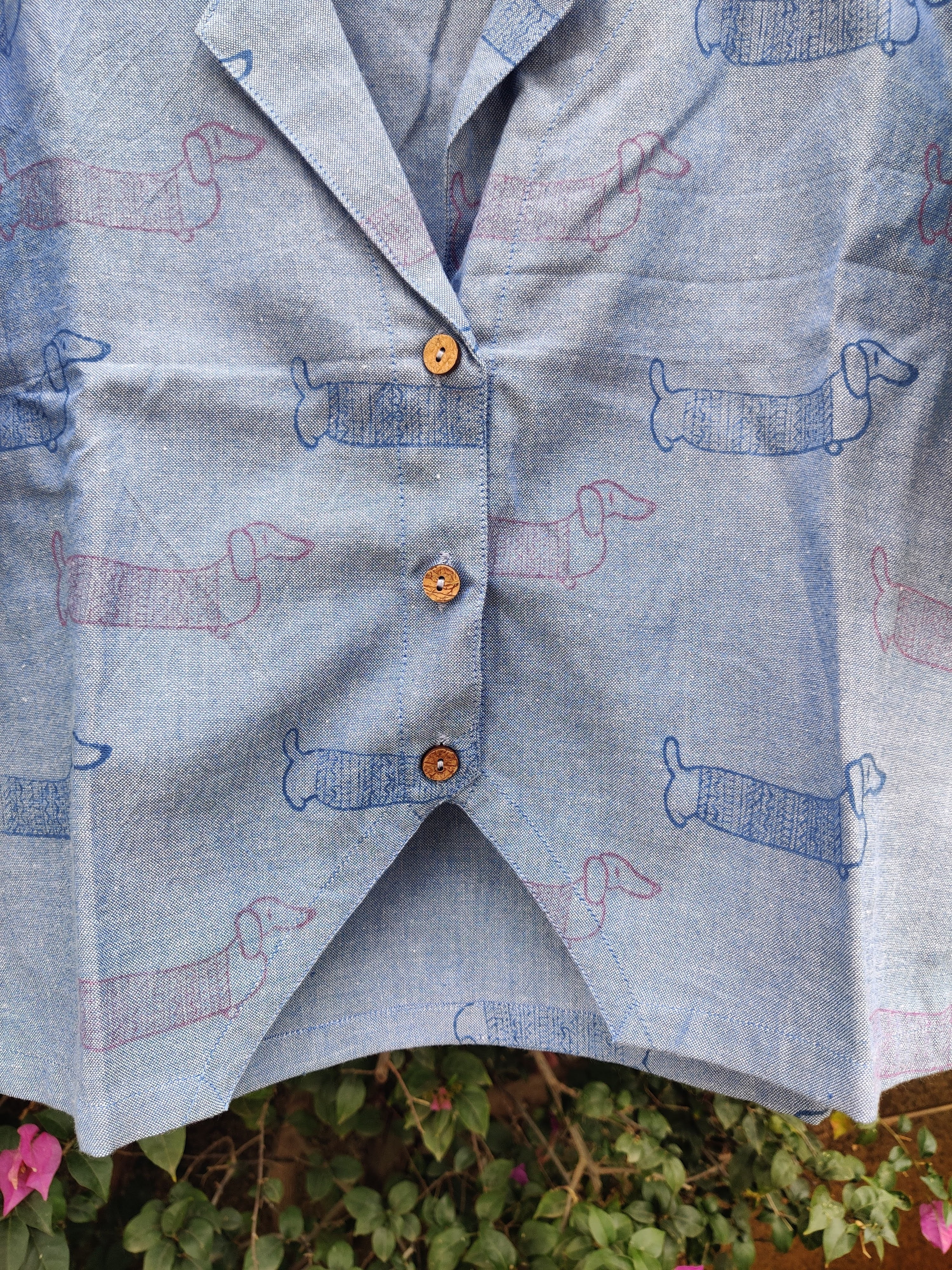 Denim Puppy Print Top - Cotton Material, Sizes: Xl, L, Xxs, S, M, Xxl, Xs, Color: Plain, Short Sleeves, Customized Logo, Ideal For Summer & Spring