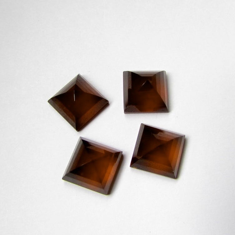 8mm Hessonite Garnet Faceted Square Loose Gemstones Grade: Aaa