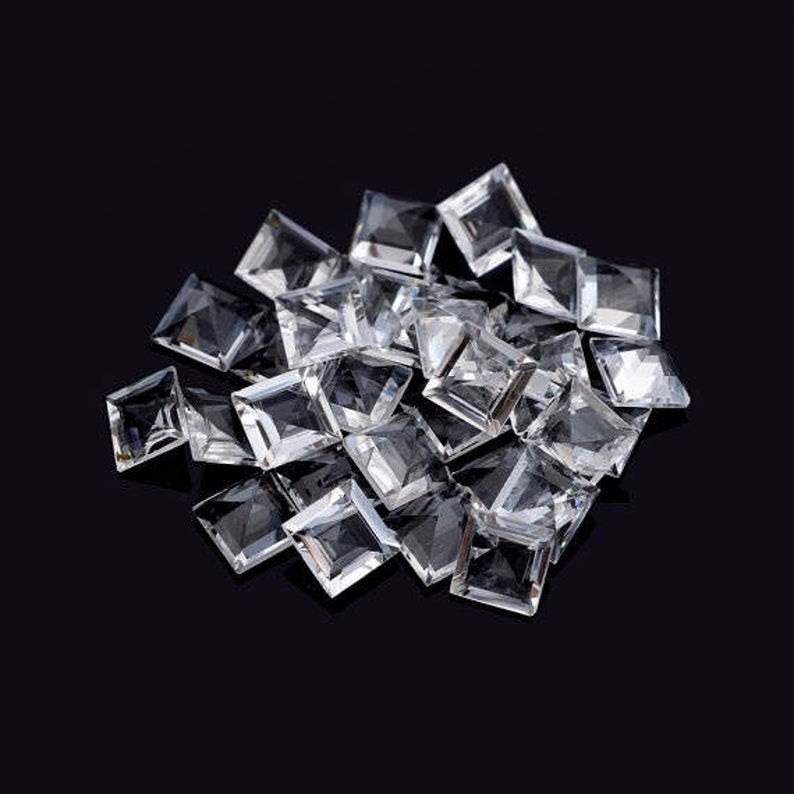 6mm White Topaz Faceted Square Loose Gemstones Grade: Aaa