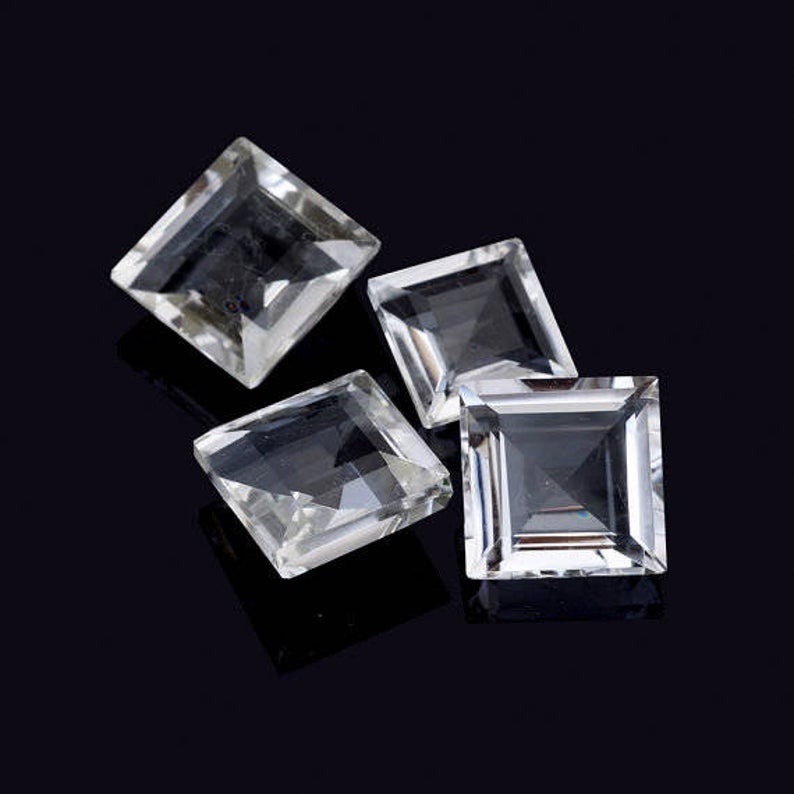 6mm White Topaz Faceted Square Loose Gemstones Grade: Aaa