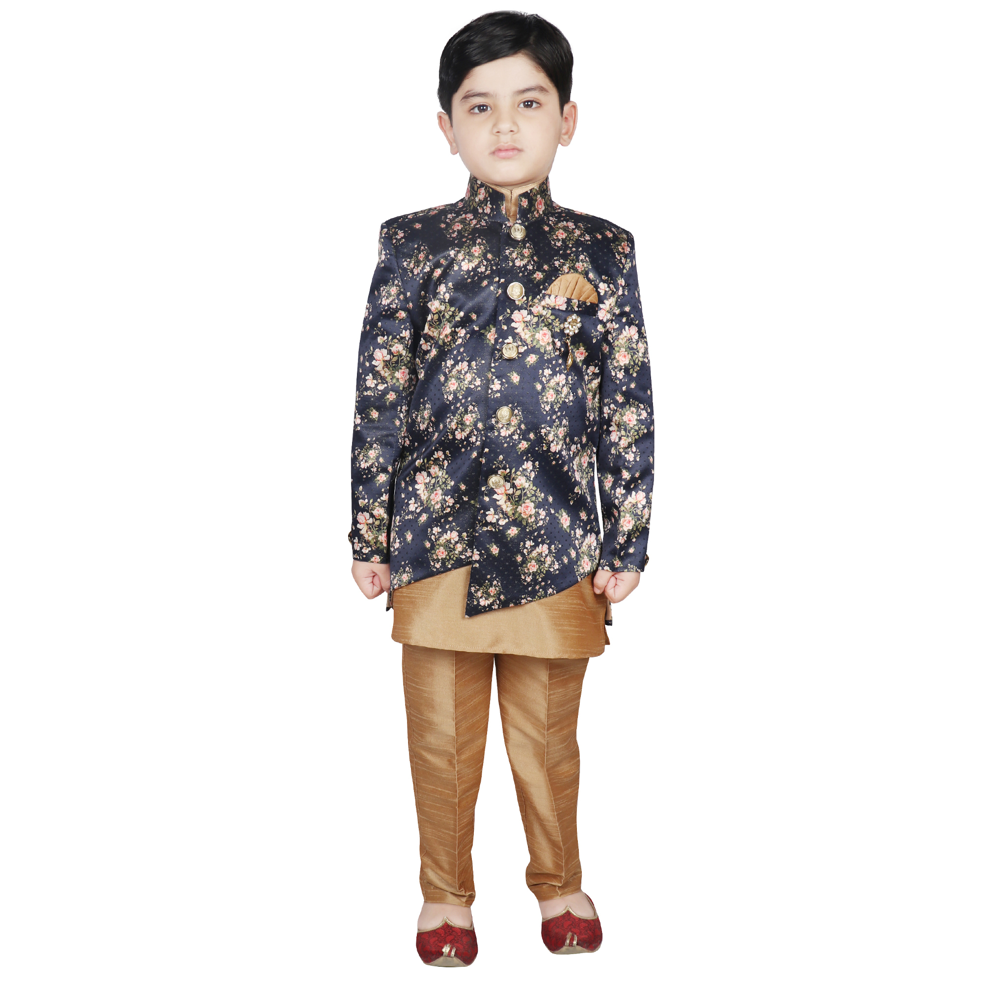 Fashionable Kurta Pent Set - Silk Fabric, Regular Fit For Boys | Mandarin Collar, Adorable Ethnic Wear In Various Colors