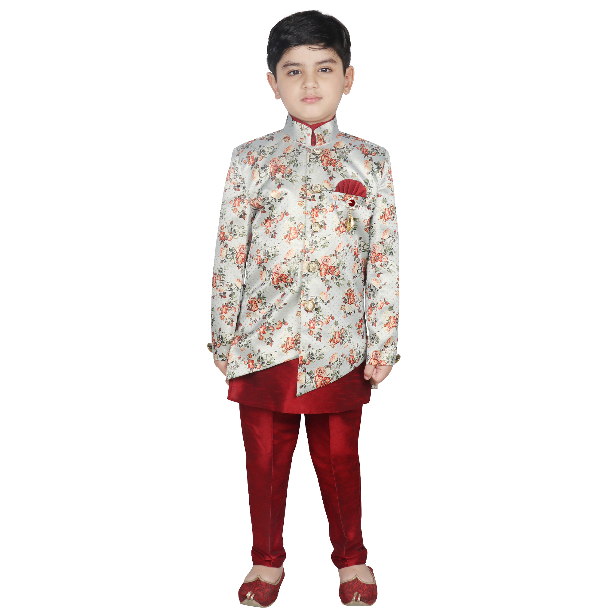 Fashionable Kurta Pent Set - Silk Fabric, Regular Fit For Boys | Mandarin Collar, Adorable Ethnic Wear In Various Colors