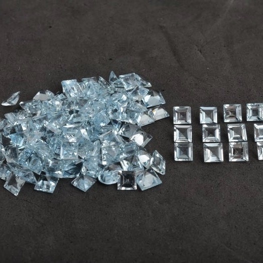 7mm Sky Blue Topaz Faceted Square Loose Gemstones Grade: Aaa