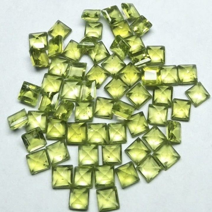 6mm Peridot Faceted Square Loose Gemstones Grade: Aaa