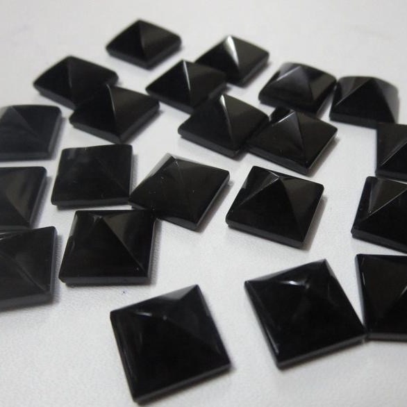 Black Onyx - 4mm Faceted Square Loose Gemstones | Aaa Quality, Natural, Excellent Cut, Deep Black Color