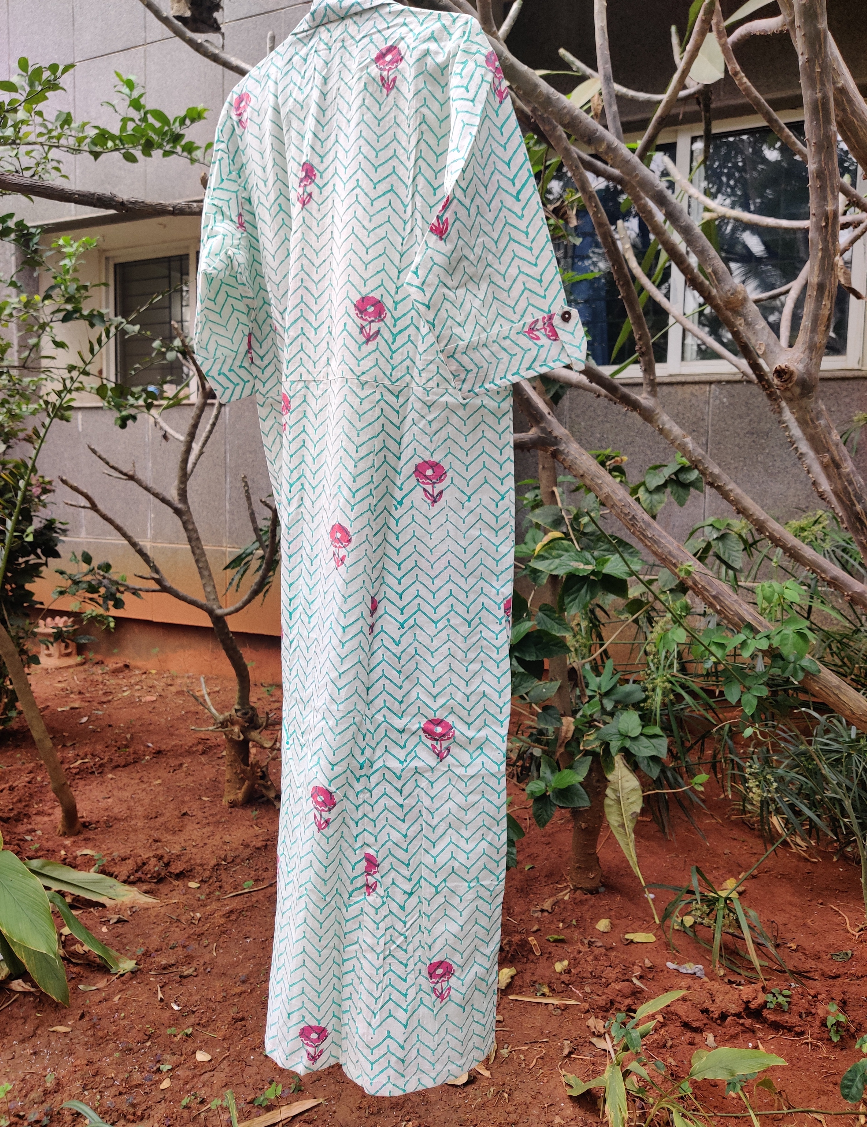 Chevron Tasseled Kurta - Cotton, Sizes Xs To Xxl | All-season Printed Ethnic Wear For Ladies, Washable With Customized Logo