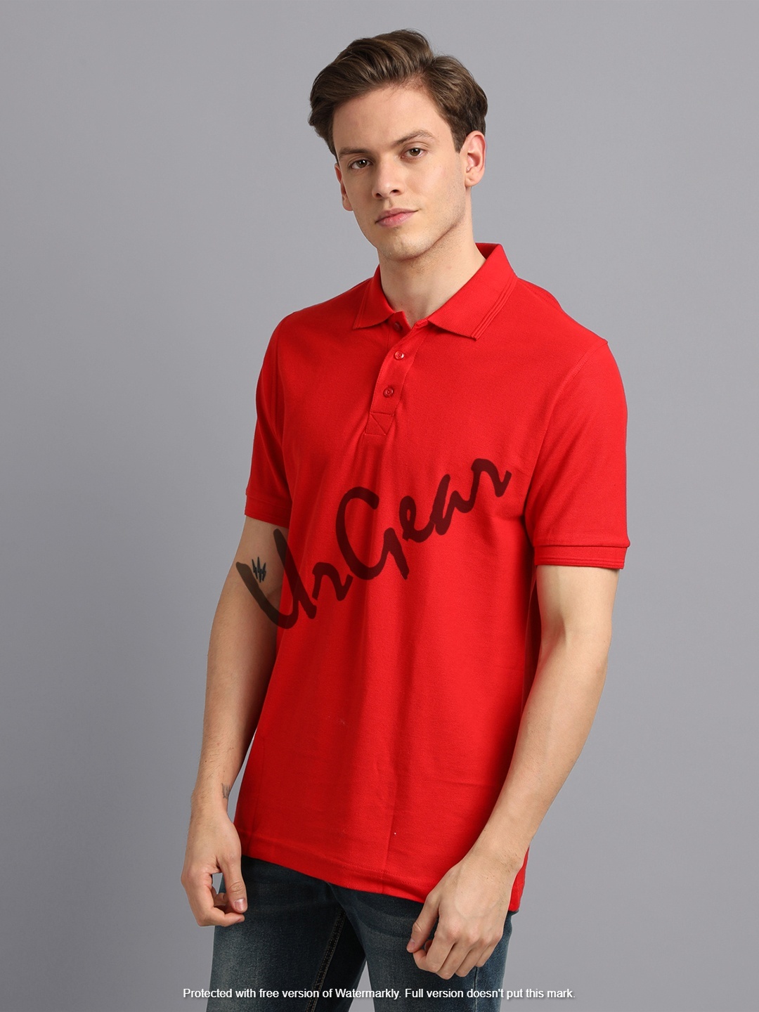 Mens Polo Neck T-shirt - 100% Combed Cotton, Sizes: S-xxl, Color: Red | Bio-washed, Breathable, Regular/machine Wash, Half Sleeves, Spread Collar