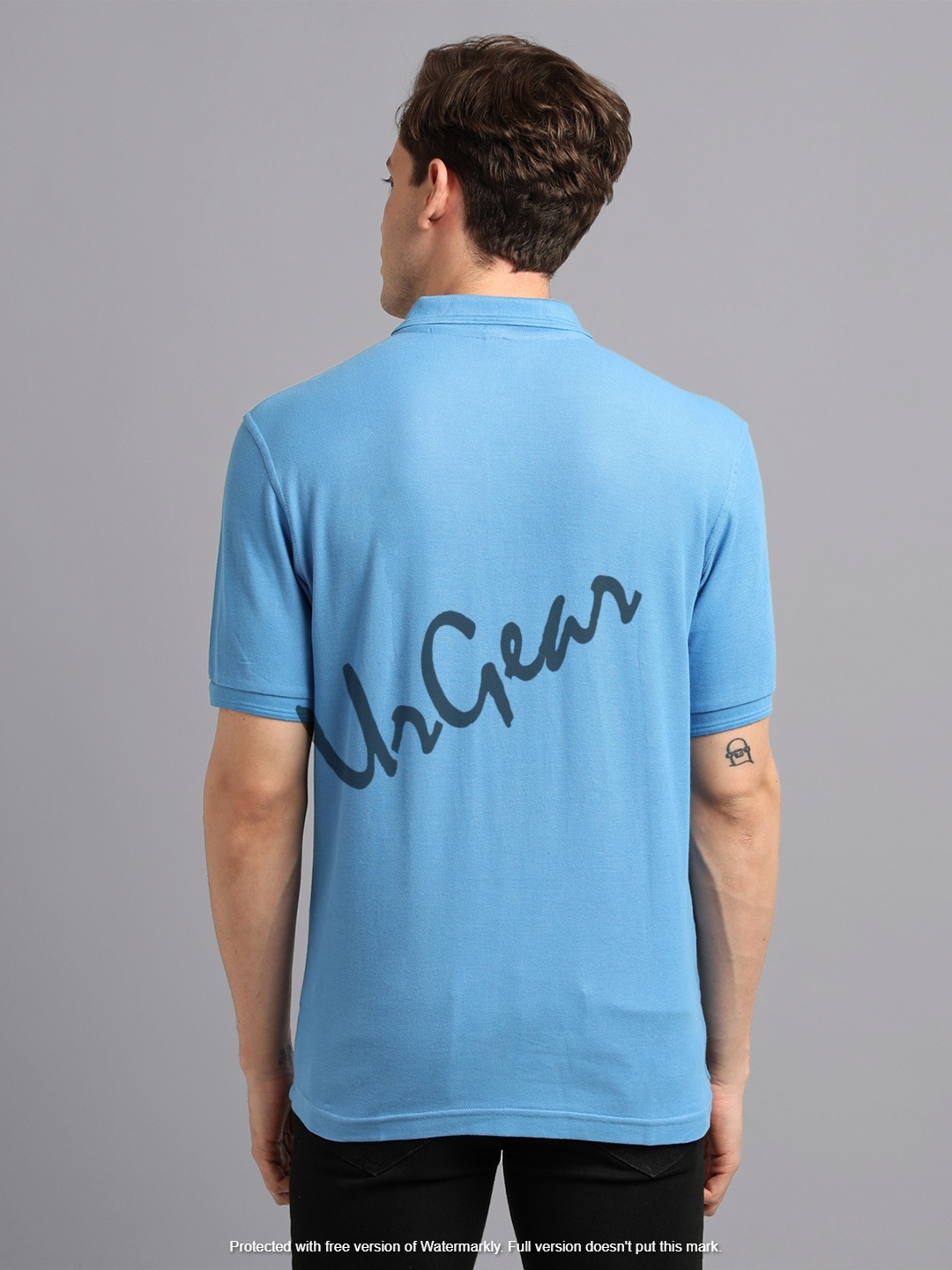 Men''s Polo Neck T-shirt - Cotton, Available In L, M, S, Xl, Xxl | Lite Blue And Blue, Short And Long Sleeves, Button Closure