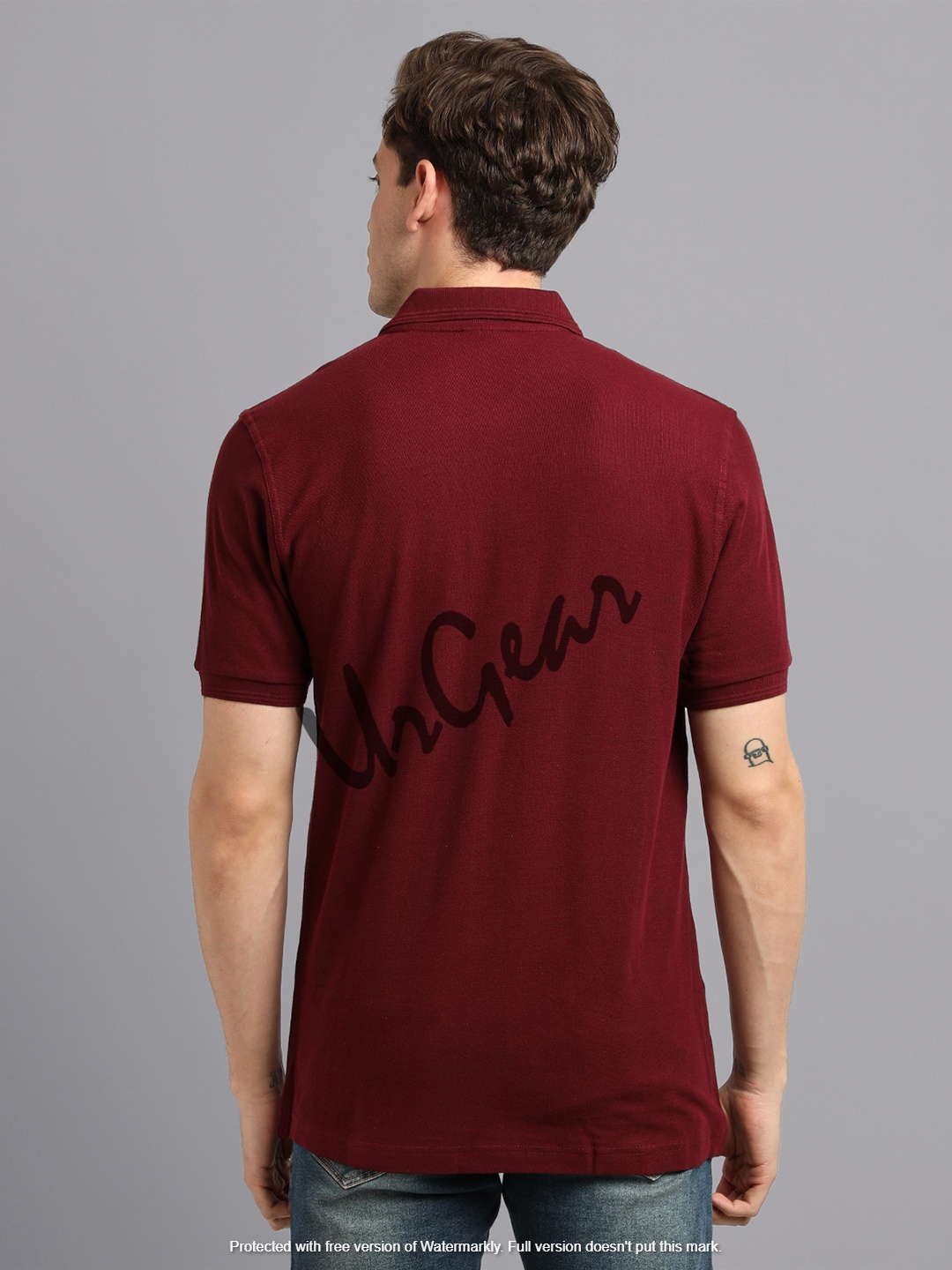 Men Polo Neck T-shirt - Cotton Fabric, Maroon Color , Short And Long Sleeves, Breathable And Washable Features