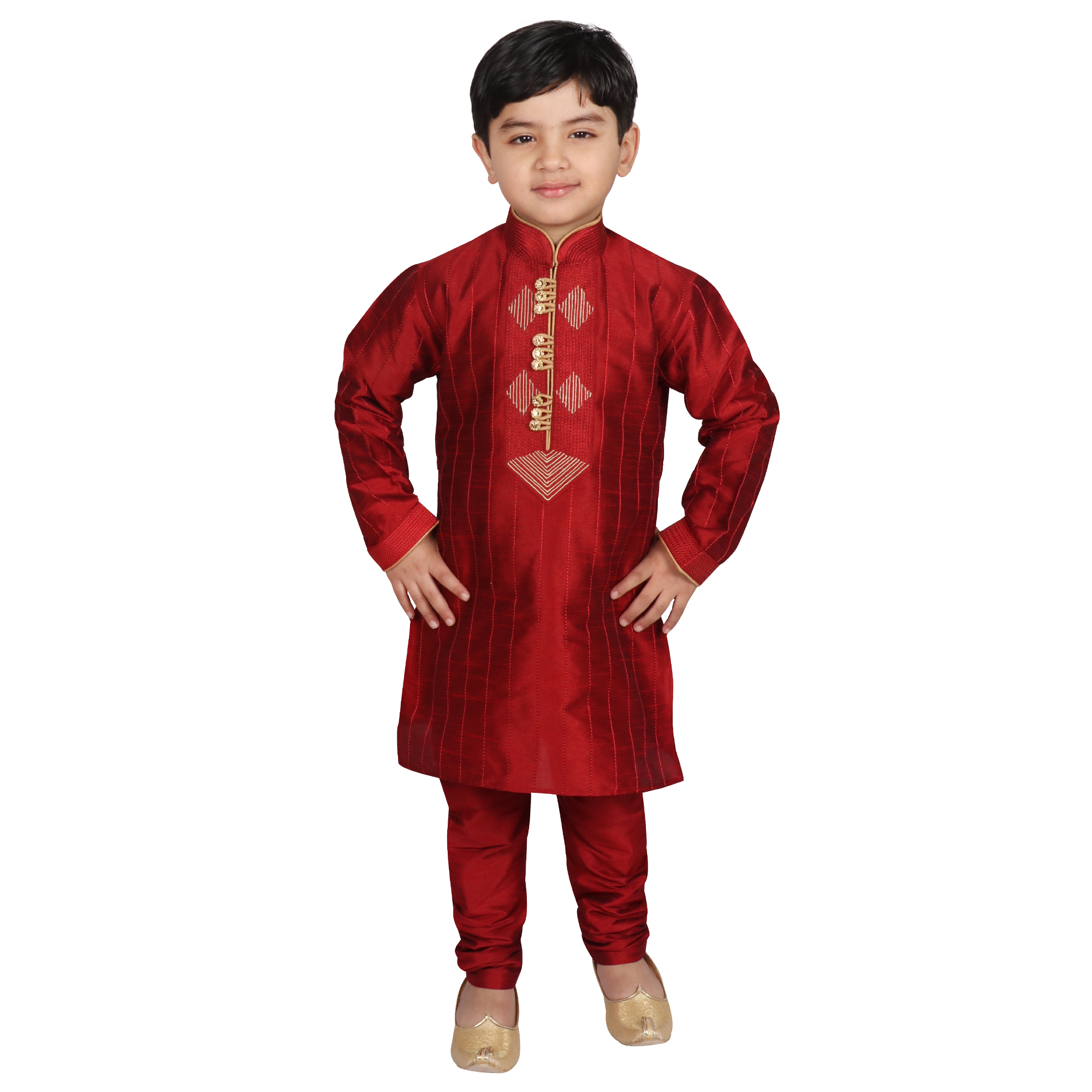 Pure Silk Churidar Kurta Set Age Group: 2-16