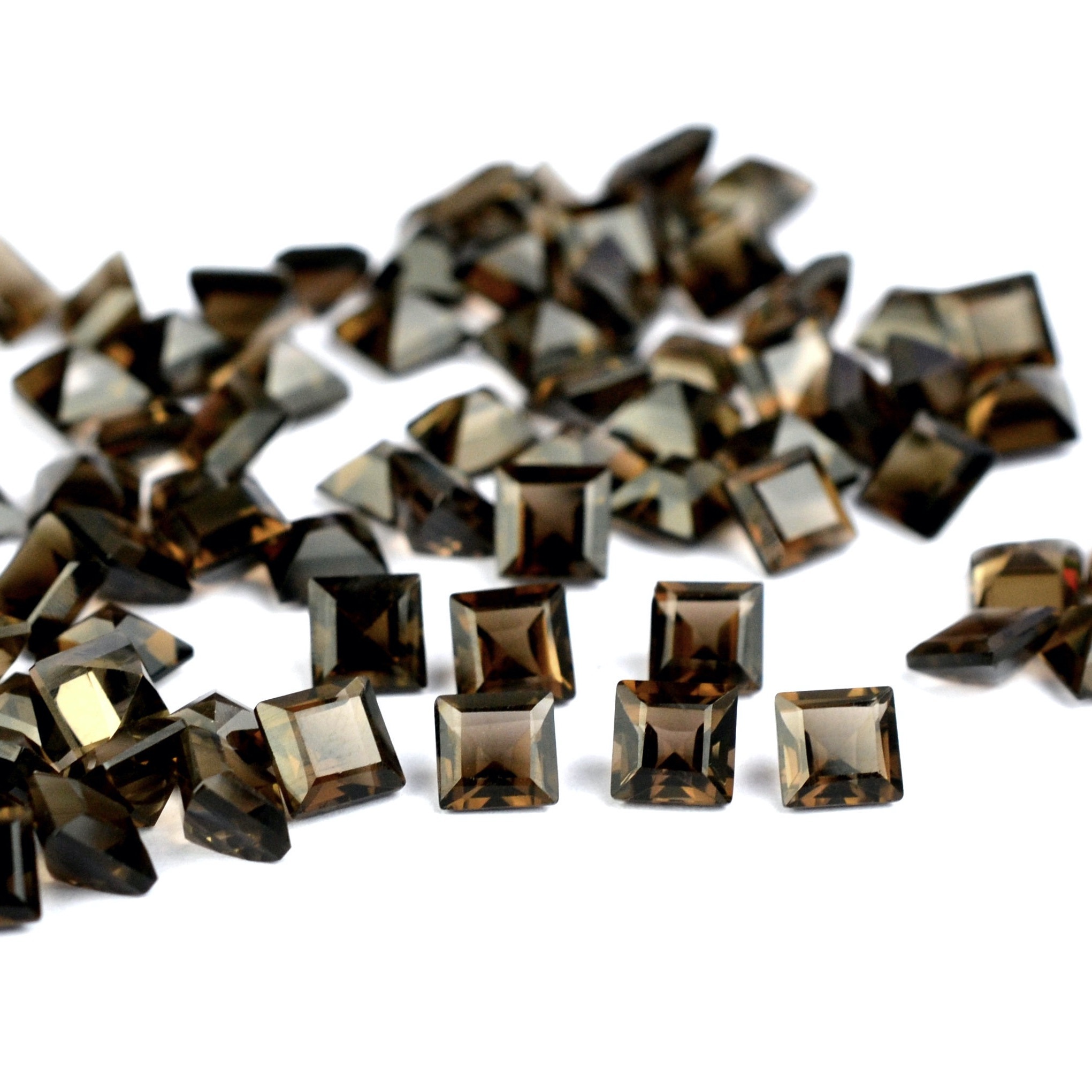 8mm Smoky Quartz Faceted Square Loose Gemstones Grade: Aaa