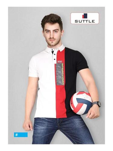 पुरुषों की कॉलर प्रिंटेड टी-शर्ट