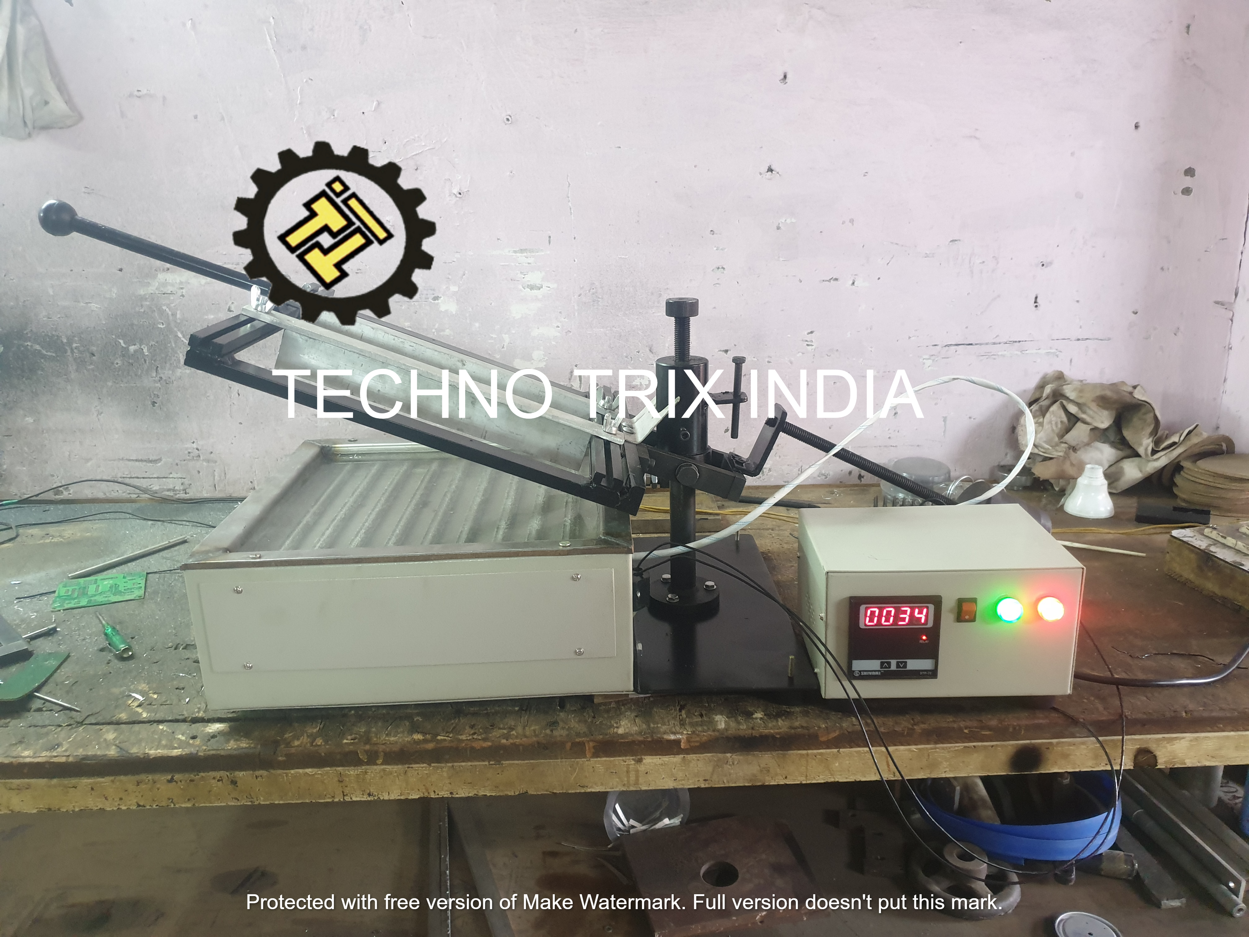 Semi-automatic Dip Soldering Machine - Stainless Steel, 12"x10" Size, Grey Color, 1.8 Kw Power | Digital Temperature Controller, Customizable Solder Pot Size, Sealed Cartridge Heaters, Easy Mechanical Adjustment